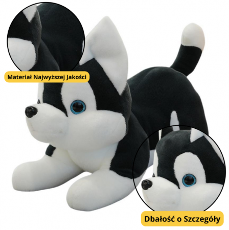 Jucarii de plus - Mascotă de pluș câine Husky alb-negru, 30 cm