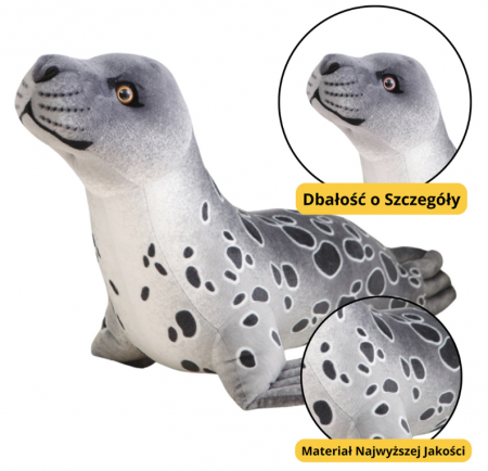 Jucarii de plus - Mascotă de pluș, jucărie de alint foca gri, 37 cm