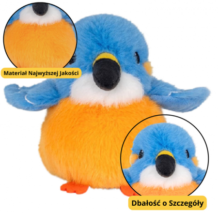 Jucarii de plus - Mascotă de Pluș / Jucărie de Îmbrățișat – Pasăre Albastru-Portocaliu 12 cm