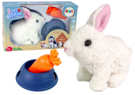 Jucarii de plus - Mascotă Interactivă Iepuraș Alb cu Bol de Morcovi
