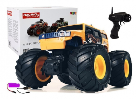 Jucarii cu telecomanda - Mașină cu roți uriașe Bigfoot, telecomandă 2.4G, scară 1:18, galbenă