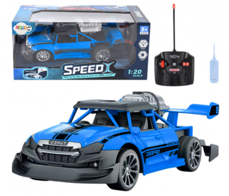 Masini si motociclete - Mașină cu telecomandă RC 1:20, albastră, cu lumini și efect de fum