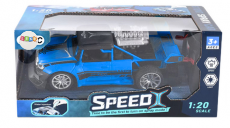 Mașină cu telecomandă RC 1:20, albastră, cu lumini și efect de fum [3]