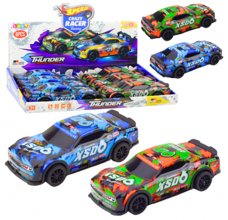 Masini si motociclete - Mașină de curse XS06 cu propulsie, lumini și sunete, portocaliu-albastru.