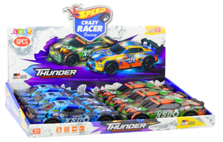 Mașină de curse XS06 cu propulsie, lumini și sunete, portocaliu-albastru. [3]