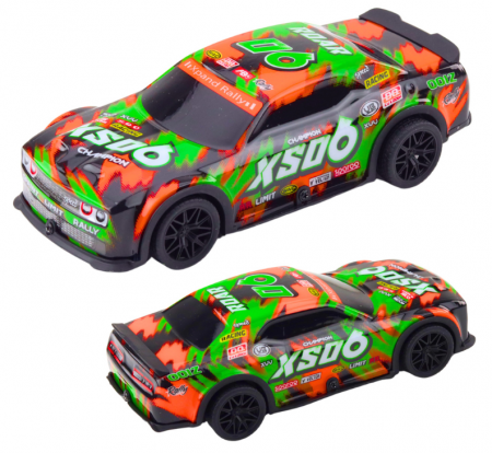 Mașină de curse XS06 cu propulsie, lumini și sunete, portocaliu-albastru. [1]