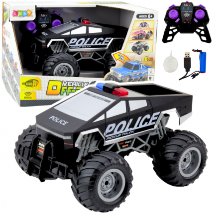 Jucarii cu telecomanda - Mașină de poliție off-road RC, telecomandată, neagră, scară 1:16