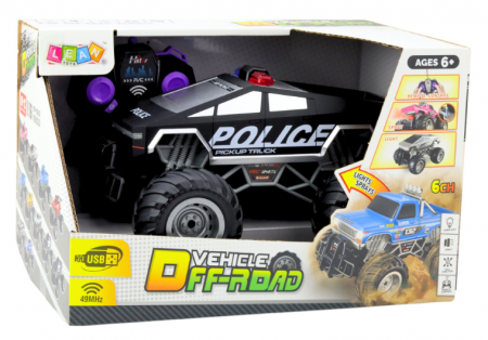 Mașină de poliție off-road RC, telecomandată, neagră, scară 1:16 [4]