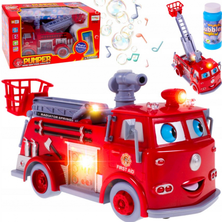 Masini si motociclete - Mașină de Pompieri cu Ochi – Efecte de Lumină, Sunet și Bule (pentru soluție EDEK)