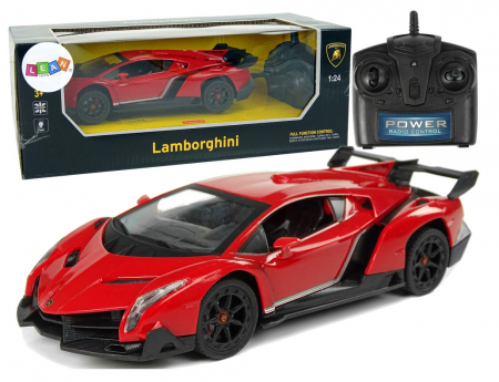 Jucarii cu telecomanda - Mașină sport telecomandată 1:24 Lamborghini Veneno Roșu 2.4 GHz cu lumini