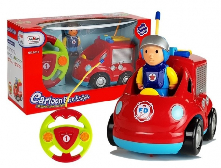 Articole bebelusi si copii mici - Mașinuță de Pompieri R/C pentru Bebeluși – cu Volan Telecomandă | Culoare Roșie