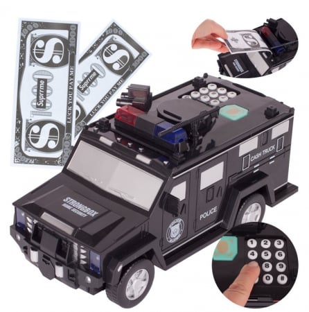 Jucarii diverse - Mașinuță Seif – Pușculiță cu parolă și amprentă, pentru bancnote și monede