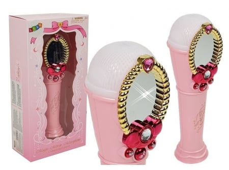 Papusi si accesorii fetite - Oglindă Magică cu Microfon, Roz, cu Lumină și USB