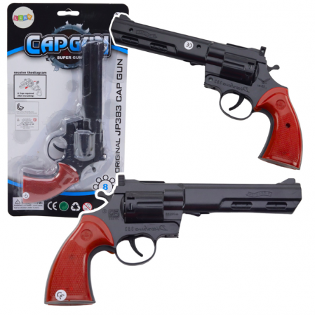 Pusti si pistoale - Pălărie revolver cu efect de sunet de foc, neagră