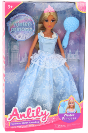 Păpușa Anlily Regină a Gheții, Rochie Albastră, Perie Fulgi de Nea [2]