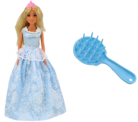 Păpușa Anlily Regină a Gheții, Rochie Albastră, Perie Fulgi de Nea [1]