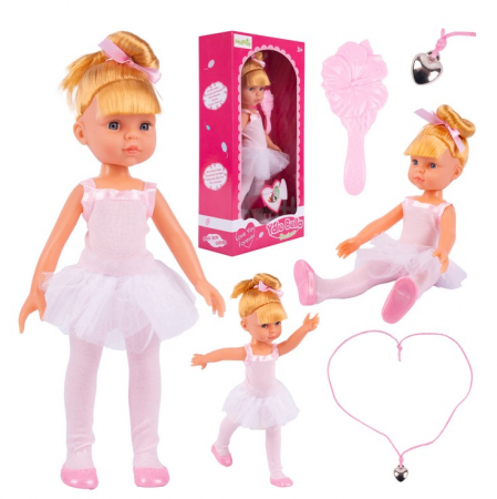 Papusi si accesorii fetite - Păpușă Balerină „Darlene” – Blondă, 34 cm – Set cu Perie și Colier