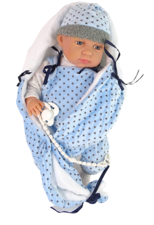 Păpușă Bebeluș 46 cm – Suzeta Albastră și Păturică cu Stea [1]