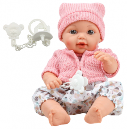 Păpușă bebeluș cu căciuliță, pulover, suzetă, sunete [1]