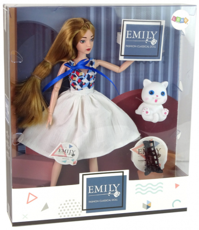 Păpușă Bebeluș cu Pisicuță – Păr Lung Șaten [5]