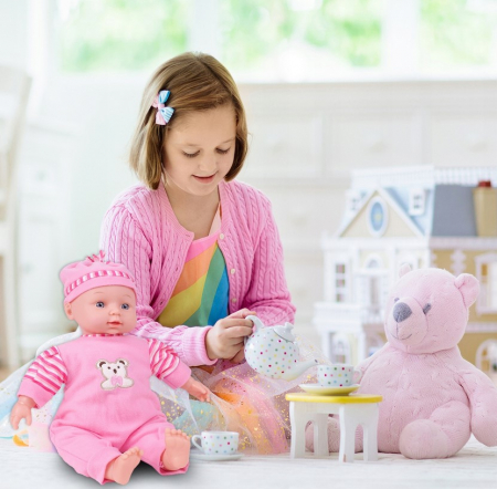 Păpușă bebeluș cu salopetă și sunete – 34 cm [3]