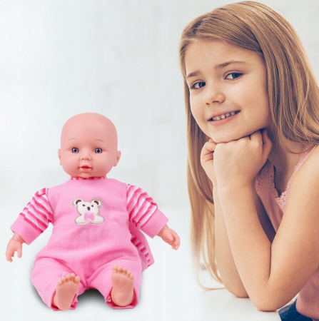 Păpușă bebeluș cu salopetă și sunete – 34 cm [4]