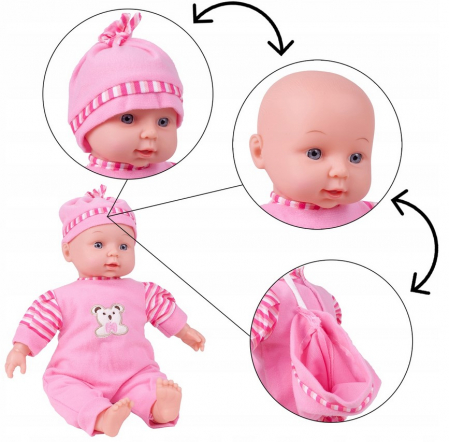 Păpușă bebeluș cu salopetă și sunete – 34 cm [8]