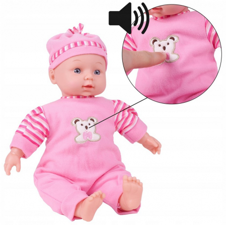 Păpușă bebeluș cu salopetă și sunete – 34 cm [7]