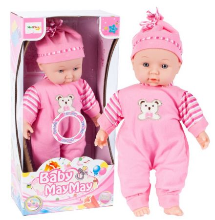 Papusi si accesorii fetite - Păpușă bebeluș cu salopetă și sunete – 34 cm