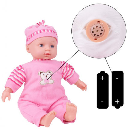 Păpușă bebeluș cu salopetă și sunete – 34 cm [6]