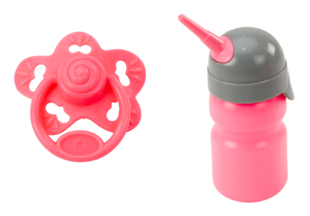 Păpușă bebeluș în pijamale roz, care urinează, cu biberon, suzetă și sunete [3]