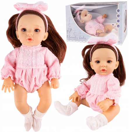 Păpușă Bebeluș Realistă 12'' – Brunetă cu Bentiță – Fashion și Rezistentă la Apă [1]