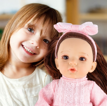 Păpușă Bebeluș Realistă 12'' – Brunetă cu Bentiță – Fashion și Rezistentă la Apă [5]