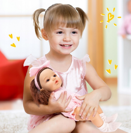 Păpușă Bebeluș Realistă 12'' – Brunetă cu Bentiță – Fashion și Rezistentă la Apă [3]