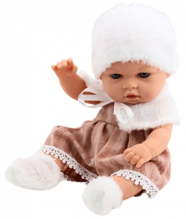 Păpușă Bebeluș – Rochiță Bej, Pălărie, Guler și Șosete [2]