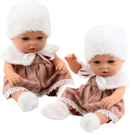 Papusi si accesorii fetite - Păpușă Bebeluș – Rochiță Bej, Pălărie, Guler și Șosete