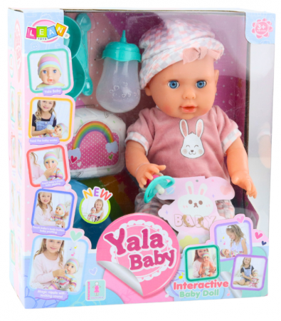 Păpușă bebeluș roz care face pipi, cu accesorii și sunete, 35 cm [1]