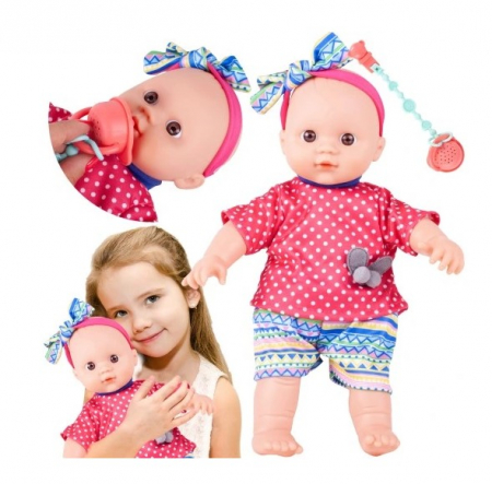 Papusi si accesorii fetite - Păpușă cu bentiță cu fundiță și suzetă.