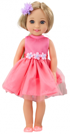 Păpușă cu păr lung, rochie roz, agrafă de păr și perie, 38 cm [1]