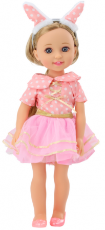 Păpușă cu Rochie Roz, Păr Lung, Bentita și Perie – 38 cm [1]