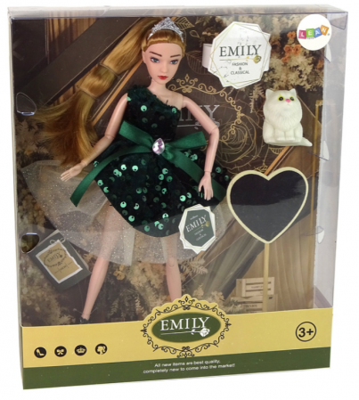 Păpușă Emily cu Inimioară din Lemn și Pisicuță Albă [5]