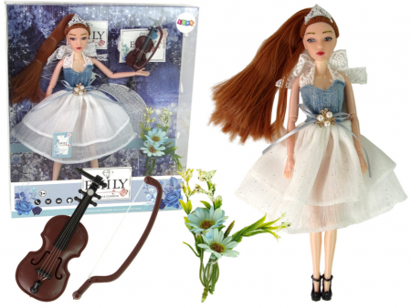 Papusi si accesorii fetite - Păpușa Emily cu Vioară și Flori – Eleganță și Muzică în Joaca Copiilor