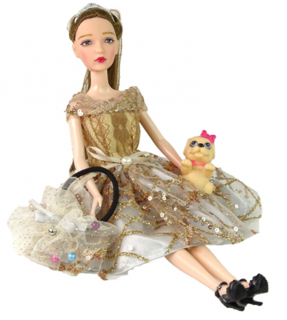 Păpușa Emily pentru Copii cu Cățeluș și Păr Lung [3]