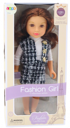 Păpușă în haine elegante în carouri, păr brunet [3]