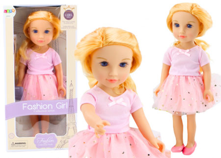 Papusi si accesorii fetite - Păpușă în rochie cu tulle, roz, păr blond
