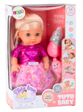 Păpușă în rochiță roz care face pipi, sunete de sticluță și zornăitoare [4]