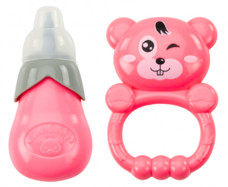 Păpușă în rochiță roz care face pipi, sunete de sticluță și zornăitoare [3]