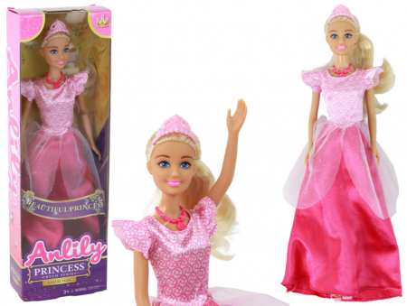 Papusi si accesorii fetite - Păpușa pentru copii Anlily Prințesă cu păr lung blond, tiară și rochie roz