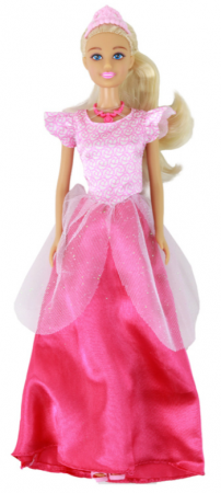 Păpușa pentru copii Anlily Prințesă cu păr lung blond, tiară și rochie roz [1]