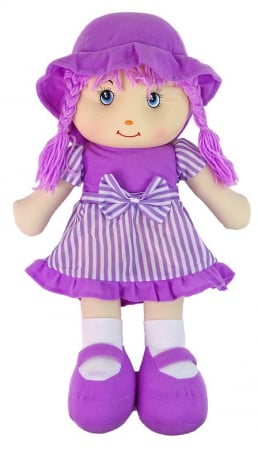 Papusi si accesorii fetite - Păpușă Textilă de Îmbrățișat – Mov cu Dungi, 50 cm